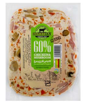 کالباس قارچ و مرغ میناسیان 60%
